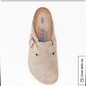 Birkenstock Suede Boston Clog in Light Taupe